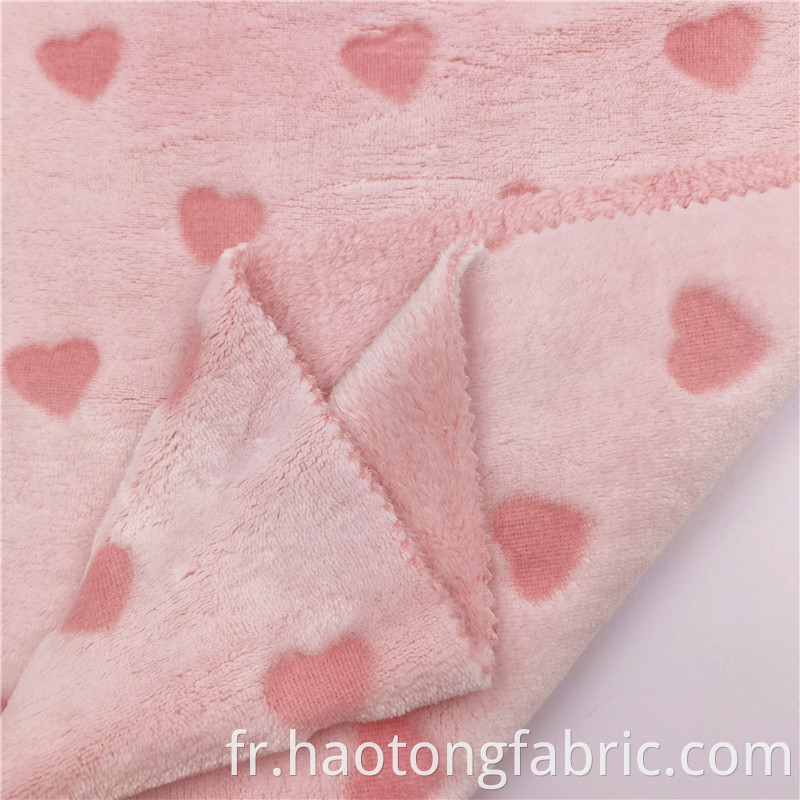 Elegant Pink Cut Flower Polyester Knitted Flannel Fabric